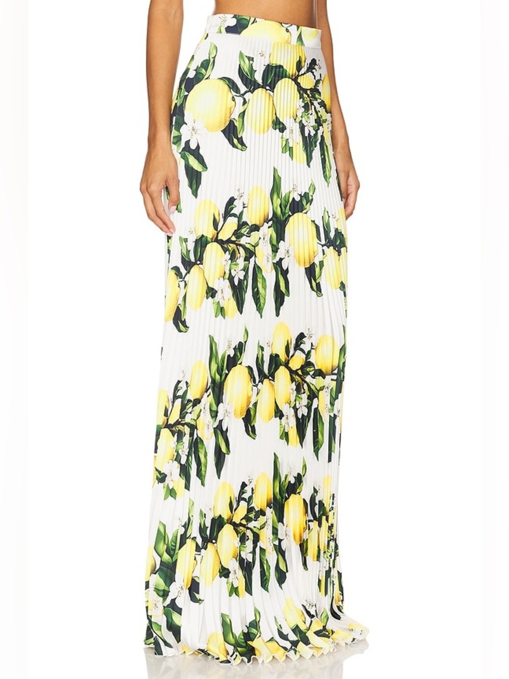 LโIDEE x Revolve Gala Maxi Skirt Aperitivio Lemon Italian Pleated Small 4